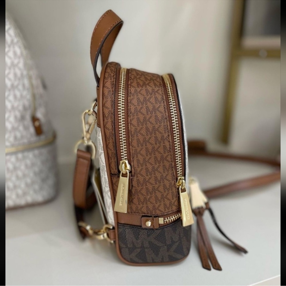Michael Kors Rhea Mini Color-Block Logo Backpack Luggage Multi - Picture 8 of 9